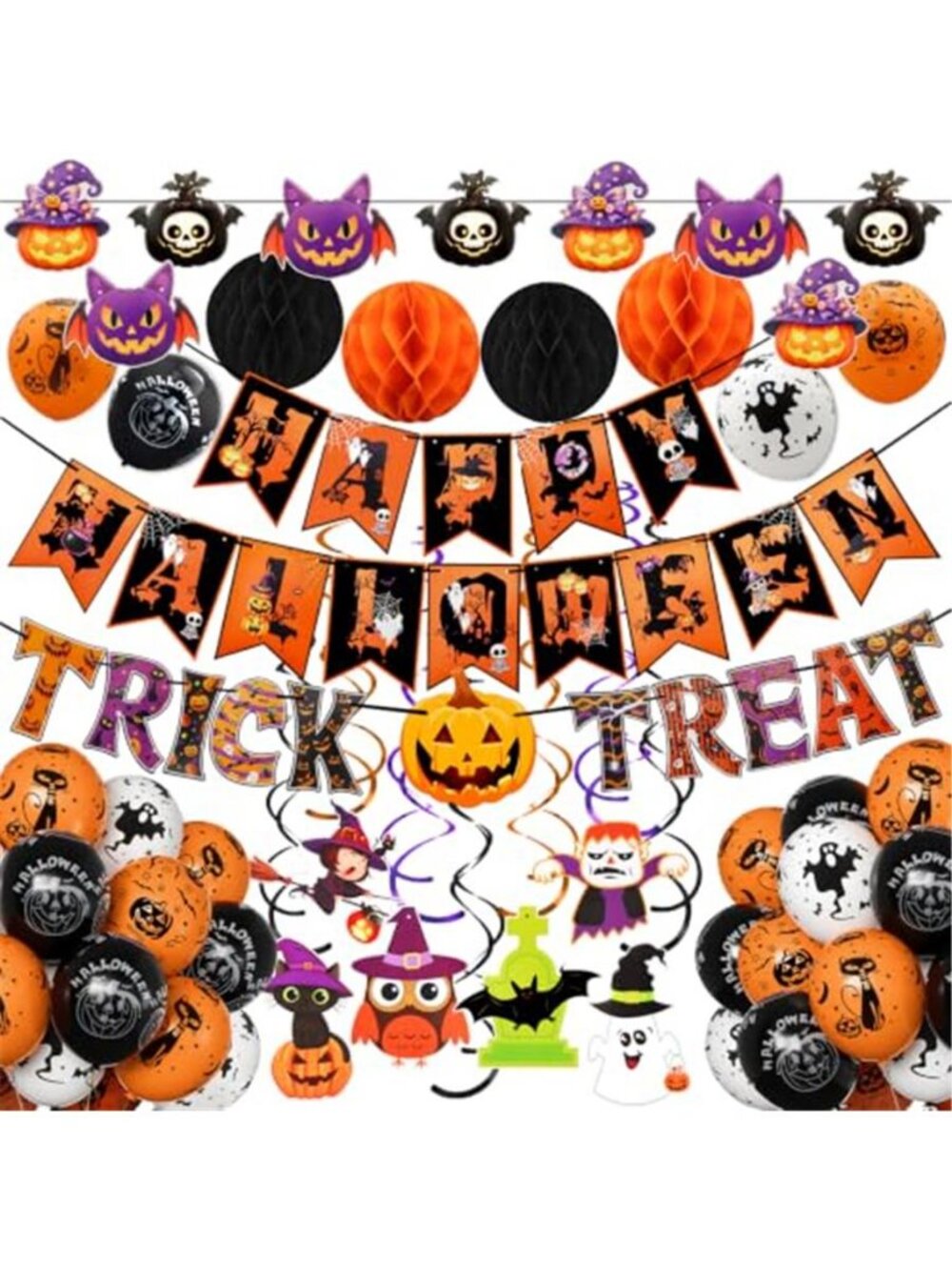 Halloween Decorations 33 Pcs Happy Halloween Banner Trick or Treat Banner - Picture 1 of 7